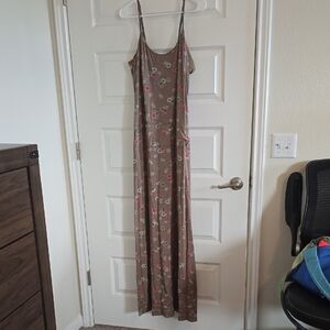 NWoT Horny Toad Brown Floral Maxi Dress w Built In Bra & Adjustable Straps